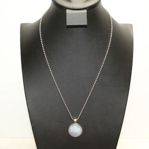 "I'm Haunted by Humans" Blue Circle Acrylic Dome Pendant Necklace